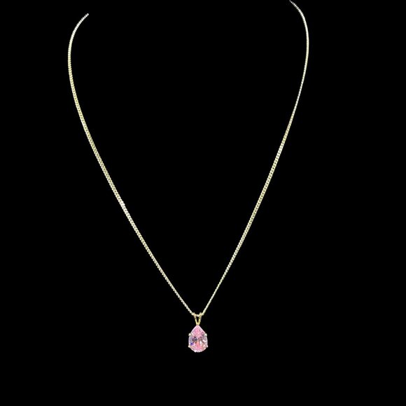Swarovski Crystal Pink Teardrop Necklace Gold Gift Coquette NWT Holiday - Picture 4 of 8